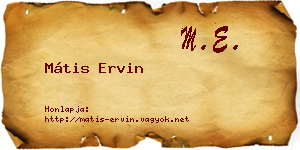 Mátis Ervin névjegykártya